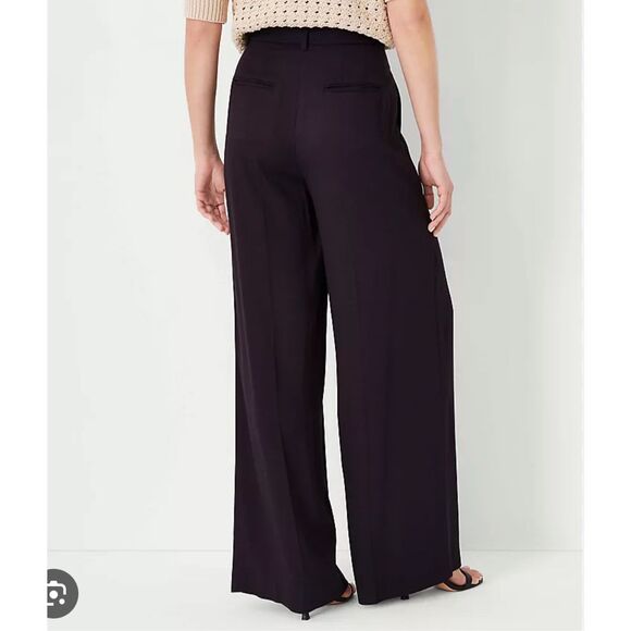 ANN TAYLOR $139 BLACK THE PLEATED WIDE LEG PANTS SZ 18 NEW - Picture 4 of 9